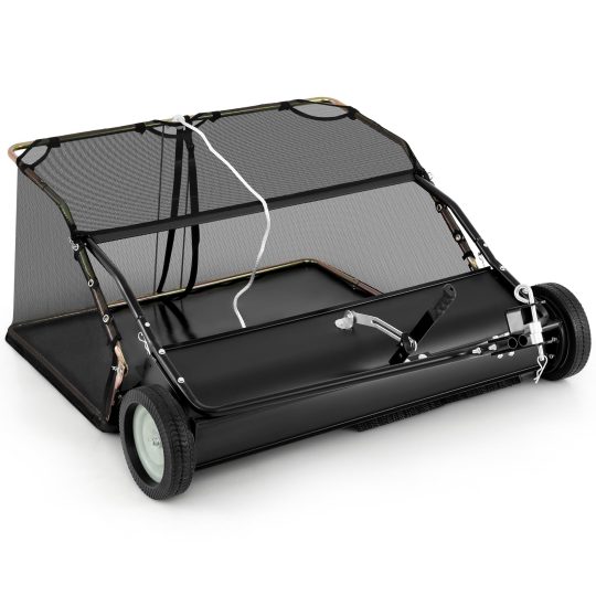 Tow Behind Lawn Sweeper – Large-Capacity Hopper Bag for Yard Cleanup