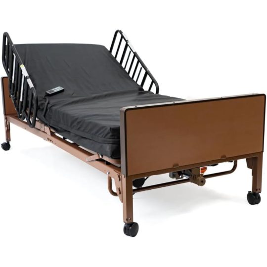 Fully Electric Hospital Bed with Foam Mattress and Half Rails
