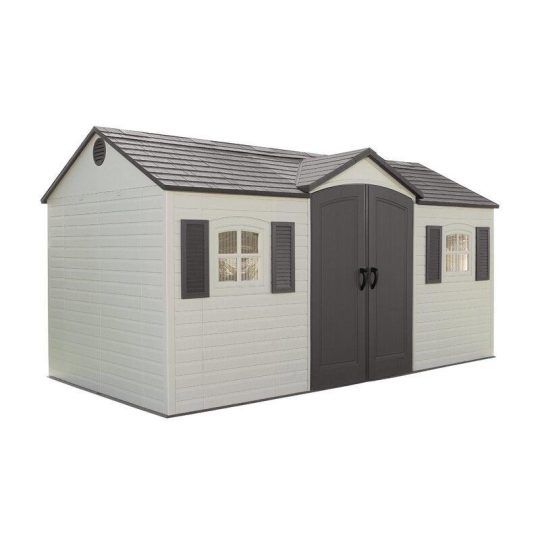 Side Entry Plastic Outdoor Storage Shed - HDPE Garden Shed with Steel Frame and Vents