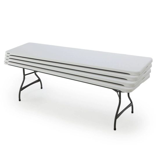 4-Pack Commercial 8-Ft. Folding Tables, Stacking, White