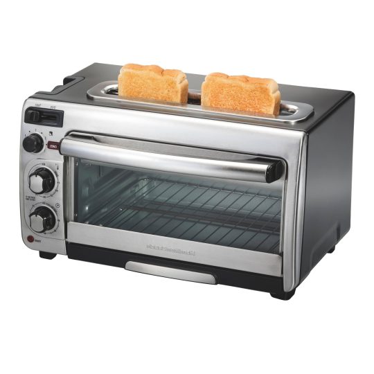 2-in-1 Oven and Toaster Combo - Extra Wide Slot Toaster with Countertop Pizza Oven