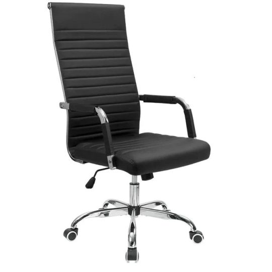 Ribbed High Back Office Chair, Ergonomic Conference Desk Chair for Home Office, Meeting Room and Workspace
