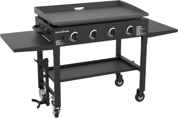 36-Inch 4-Burner Propane Gas Griddle with Flat Top and Side Stands