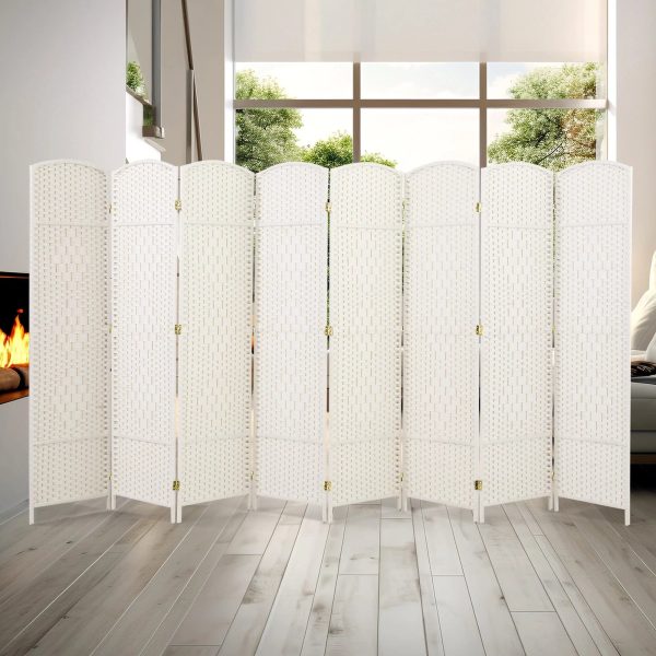6 FT Tall Woven Fiber Room Divider, Freestanding Folding Privacy Screen