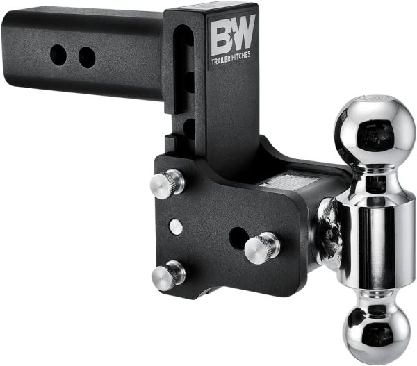 Adjustable Trailer Hitch Ball Mount, Tow and Stow Towing Hitch with Adjustable Height