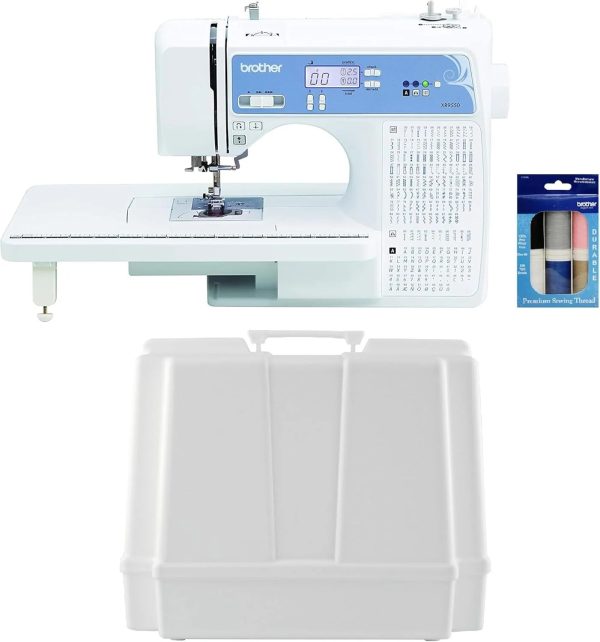 Computerized Sewing and Quilting Machine, 165 Built-in Stitches, LCD Display, Wide Table, 8 Included Presser Feet, White, 20 x 12 x 17 Inches