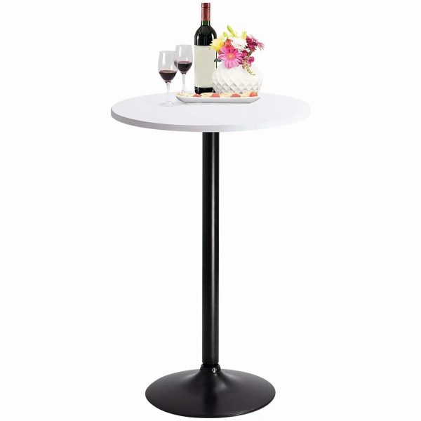 Round Bistro Pub Table, Bar Height Cocktail Table with Metal Base and MDF Top, 23.8 Inch