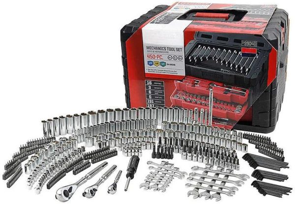 450-Piece Mechanics Tool Set, Ratchet Socket Hand Wrench Toolset