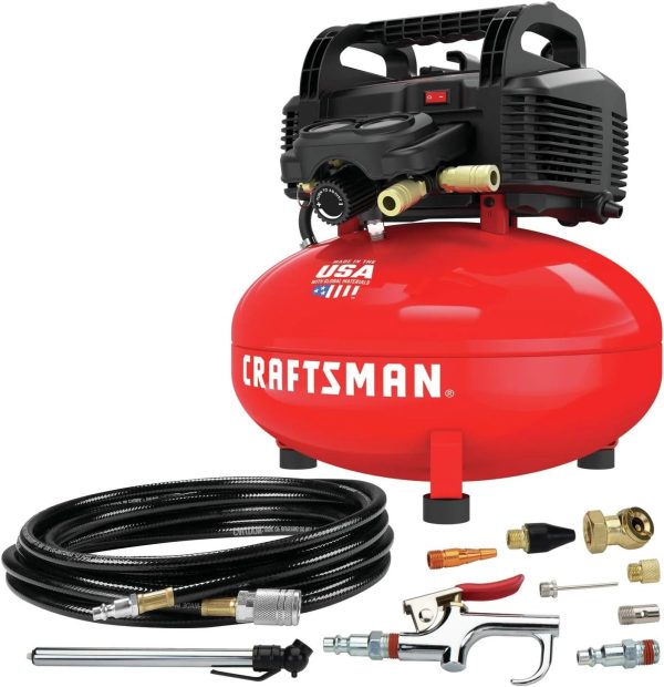 6 Gallon Pancake Air Compressor, Oil-Free Portable Compressor Kit for Garage, Workshop and DIY Projects
