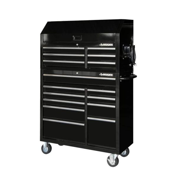 41-Inch Tool Chest and Cabinet Combo - 16-Drawer Rolling Tool Storage, Gloss Black